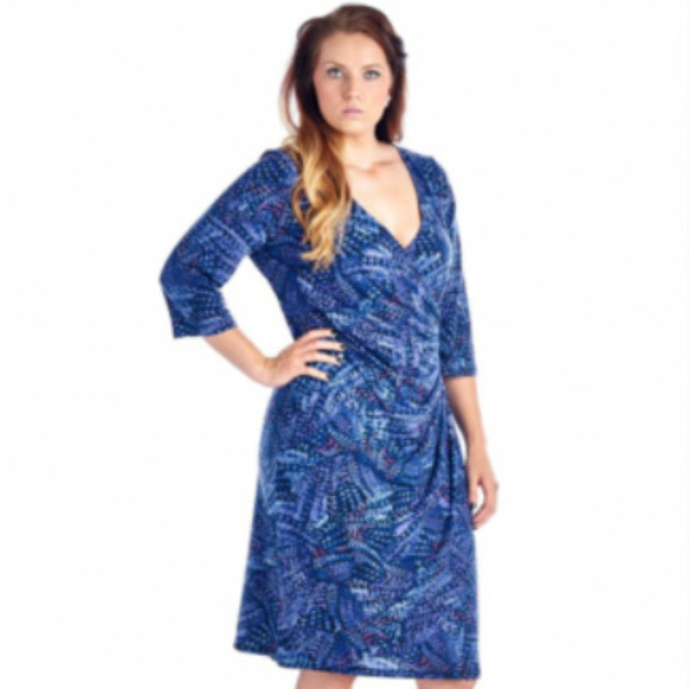 Women's Midi V-neck Multicolor Dress Size 3X